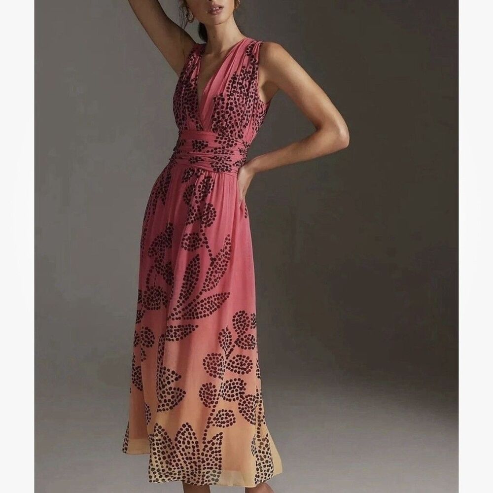 NWT Anthropologie Verb by Pallavi Singhee Ombre Maxi Dress Pink Floral XXS Boho